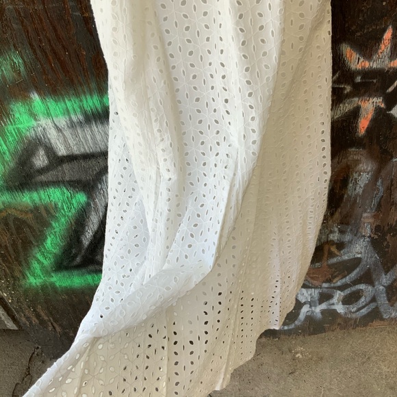 NWT Sandra Darren Women's Fit Flare Dress White Lace Sleeveless Halter Dress OBO - Picture 7 of 12